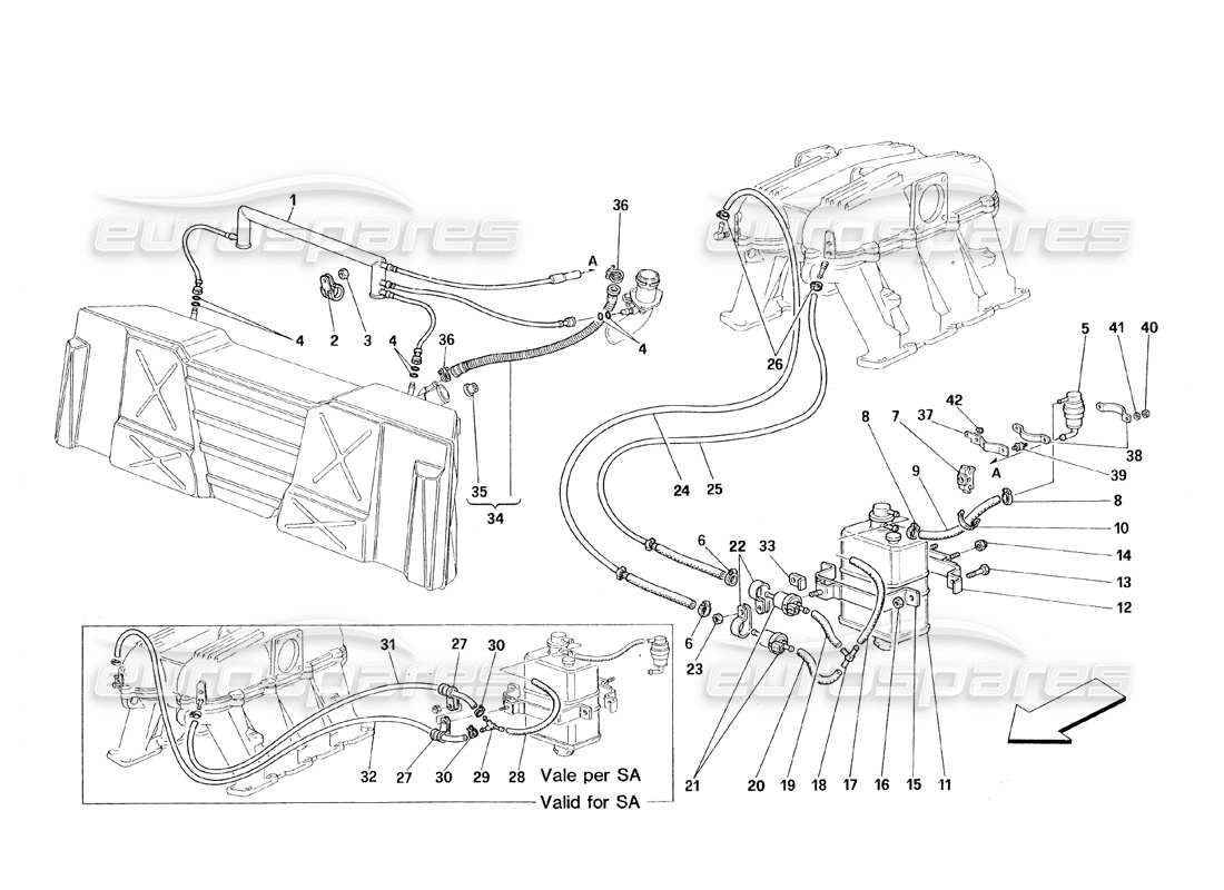 ferrari 348 (1993) tb / ts teilediagramm des verdunstungsschutzgeräts