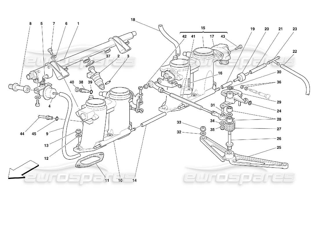 ferrari 355 (2.7 motronic) teilediagramm für drosselklappenhalter und -steuerungen