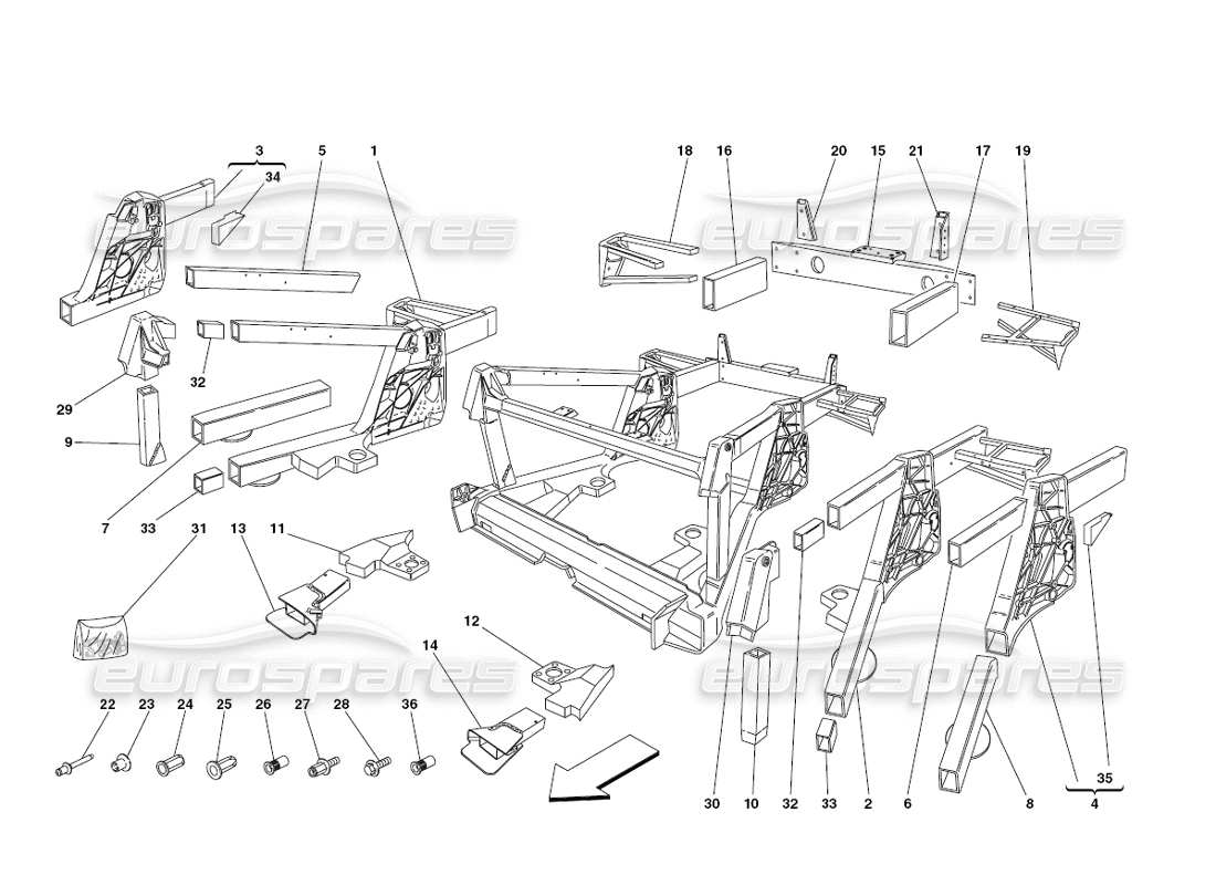 ferrari 430 challenge (2006) rahmen – untergruppen der zentralen elemente teilediagramm