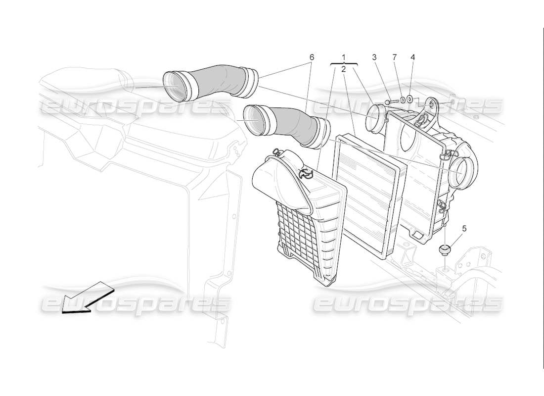 maserati qtp. (2006) 4.2 f1 luftfilter, lufteinlass und kanäle teilediagramm