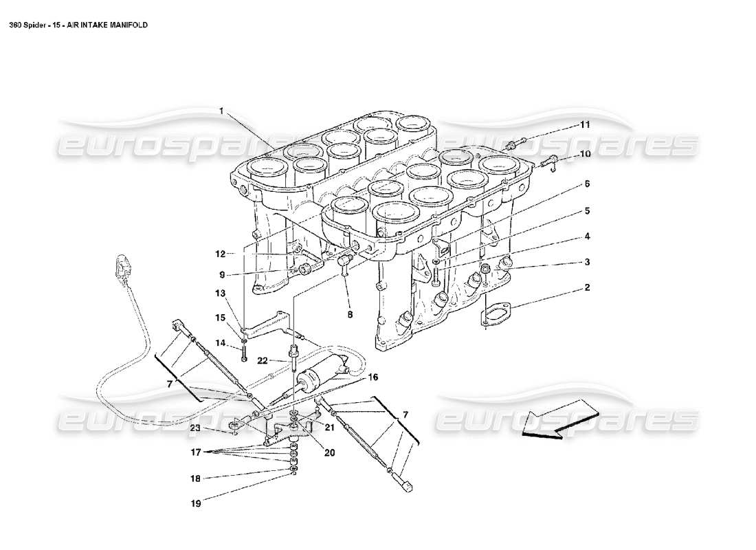 ferrari 360 spider teilediagramm des luftansaugkrümmers