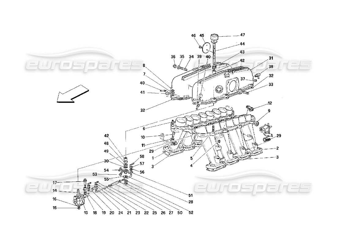 ferrari 348 (2.7 motronic) teilediagramm für verteiler und abdeckungen