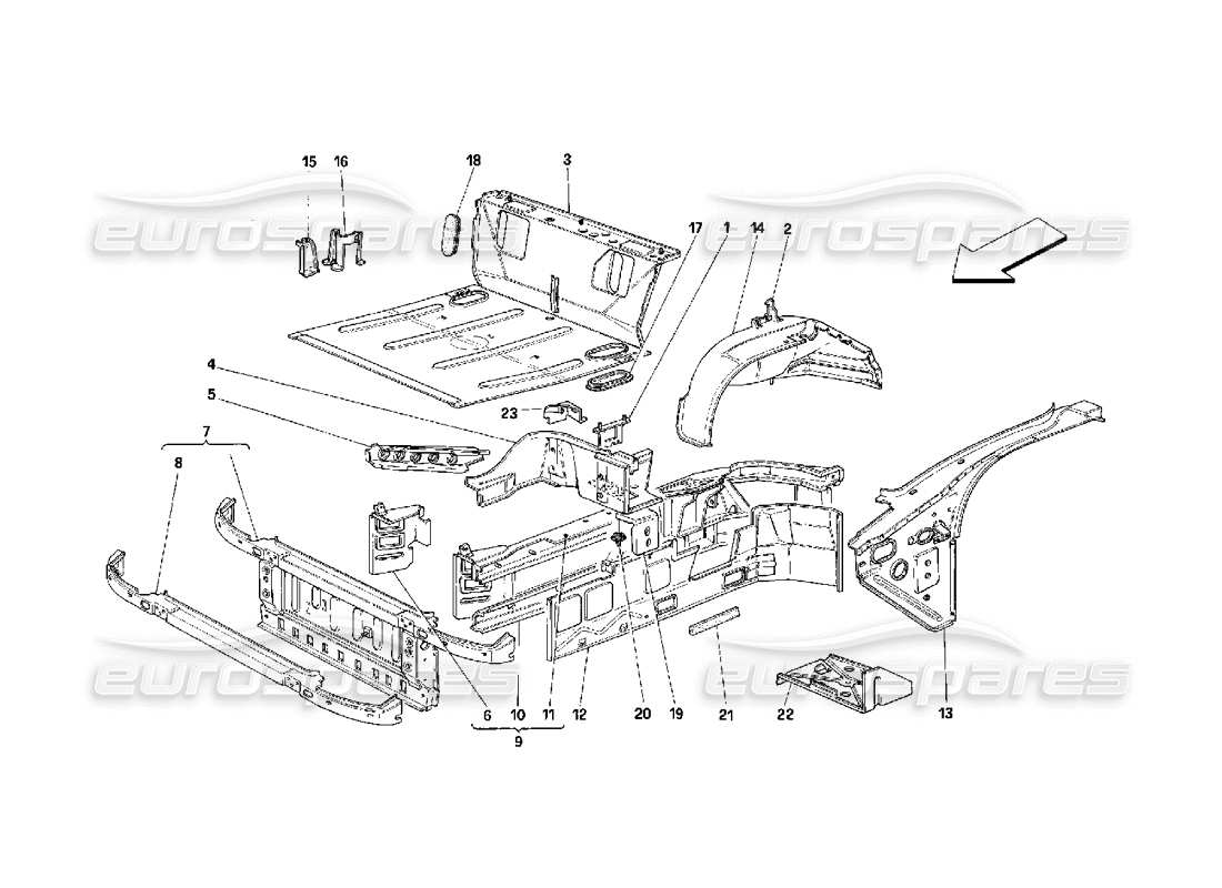 ferrari 348 (2.7 motronic) vordere teilstrukturen teilediagramm