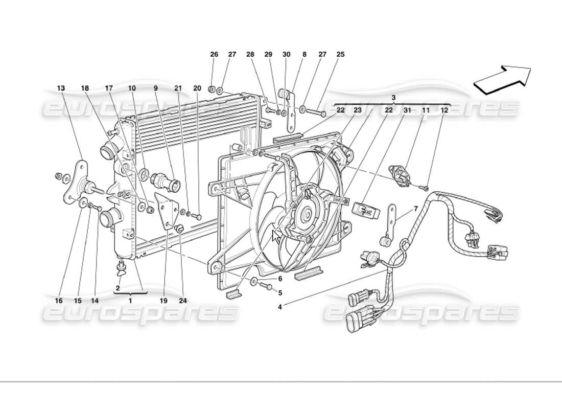 ferrari 360 modena teilediagramm für kühlsystemkühler