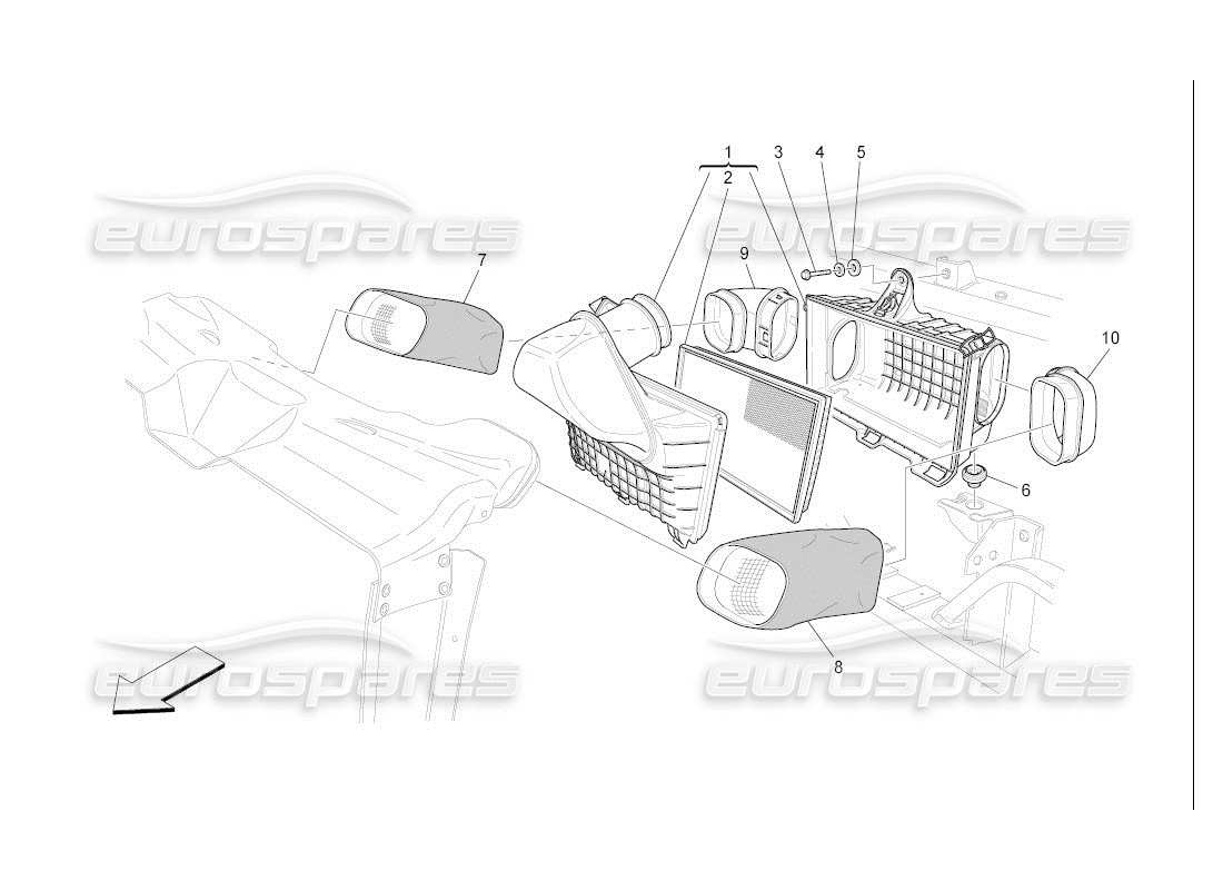 maserati qtp. (2007) 4.2 auto luftfilter, lufteinlass und kanäle teilediagramm