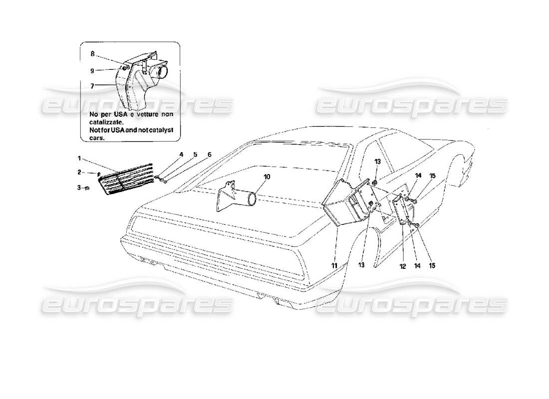 ferrari mondial 3.4 t coupe/cabrio lufteinlass - gitter und rahmen - teilediagramm