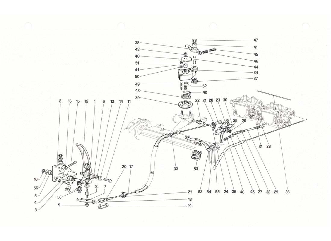 ferrari 208 gtb gts drosselklappensteuerung teilediagramm