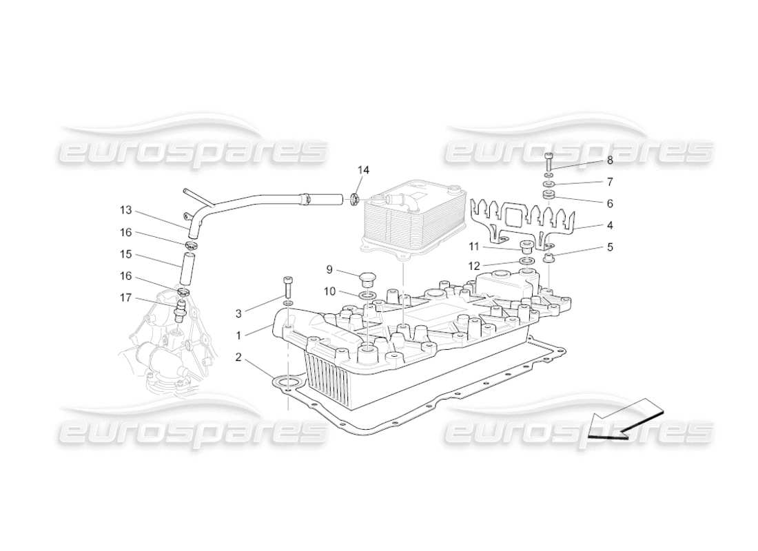 maserati grancabrio (2010) 4.7 wärmetauscher teilediagramm