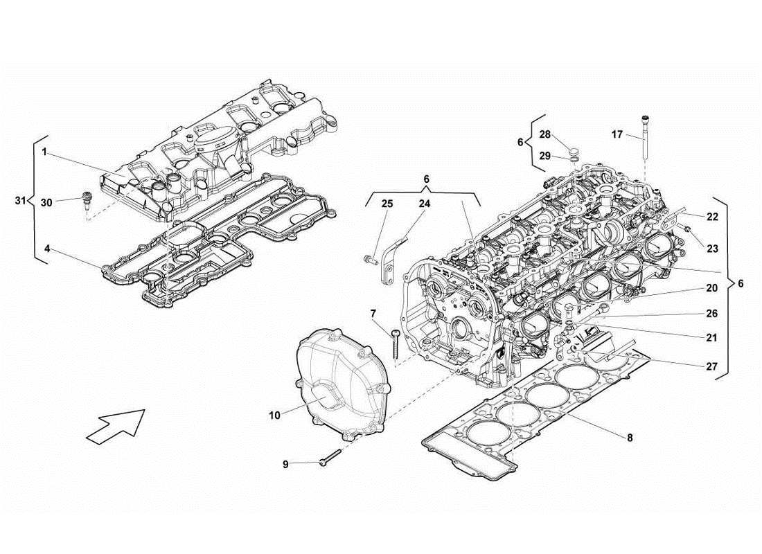 lamborghini gallardo lp570-4s perform linker zylinderkopf und deckel 6-10 teilediagramm