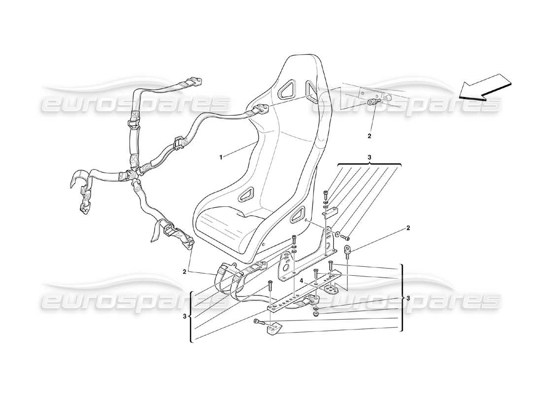 ferrari 360 challenge (2000) sicherheits- und sicherheitsgurte teilediagramm