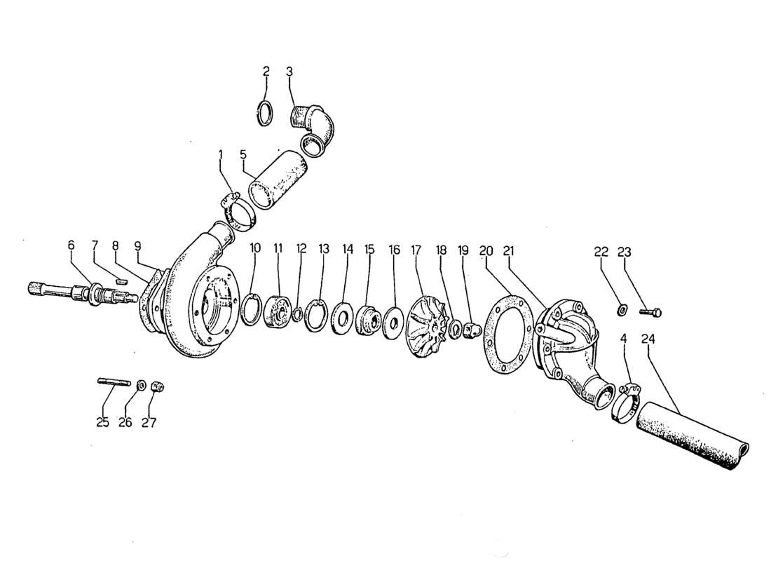 lamborghini jarama wasserpumpe parts diagram