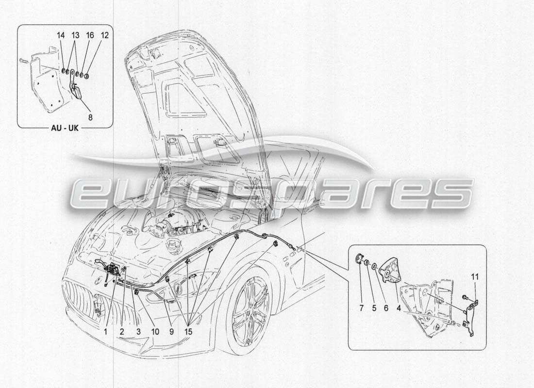 maserati grancabrio mc centenario steuerung zum öffnen der vorderen motorhaube teilediagramm