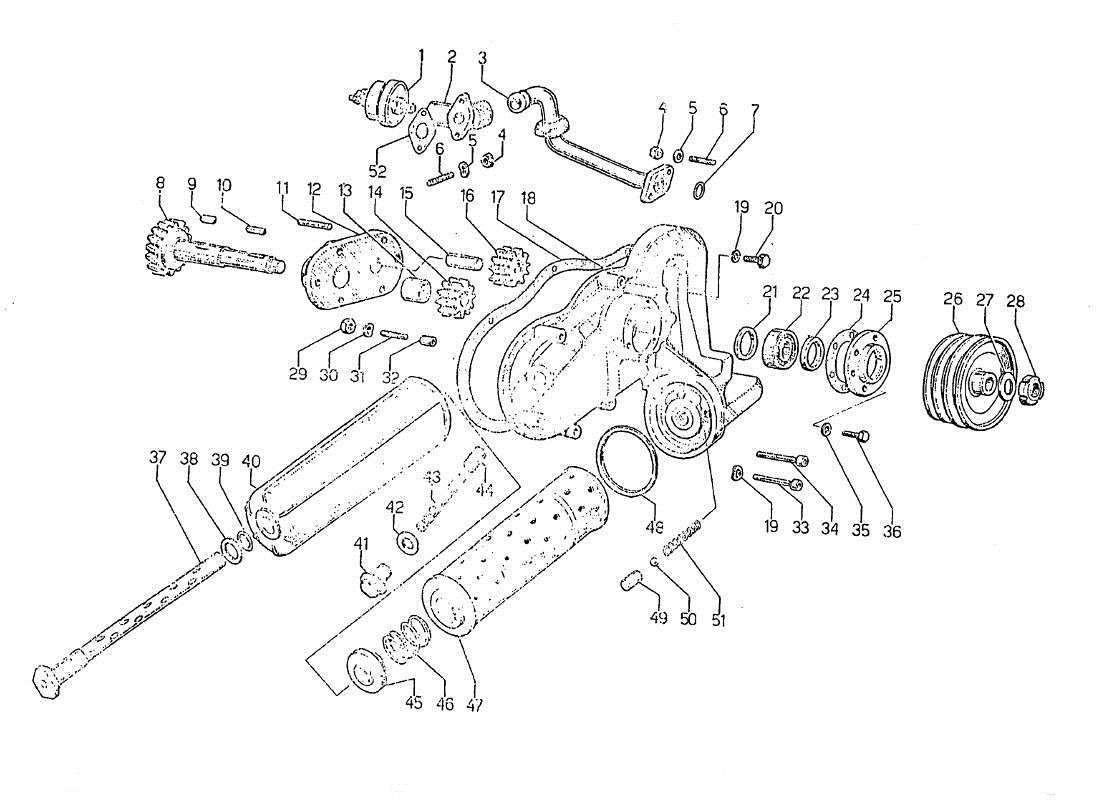 lamborghini jarama ölpumpe und kreislauf teilediagramm