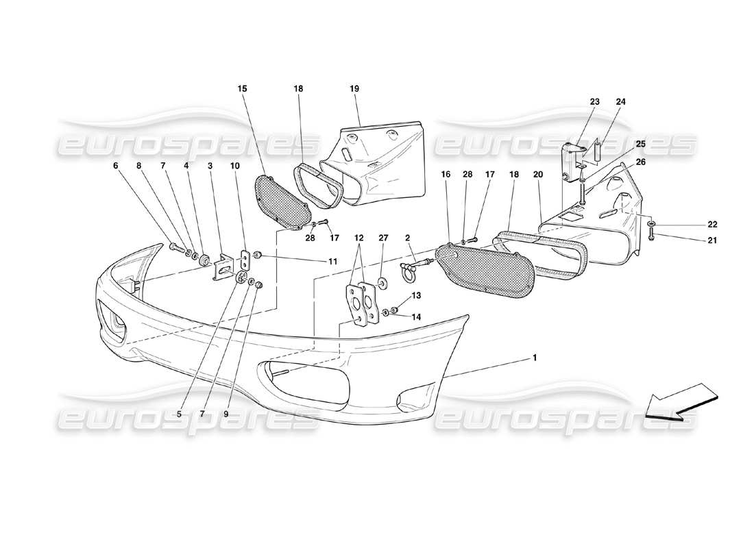 ferrari 360 challenge (2000) frontstoßstange teilediagramm