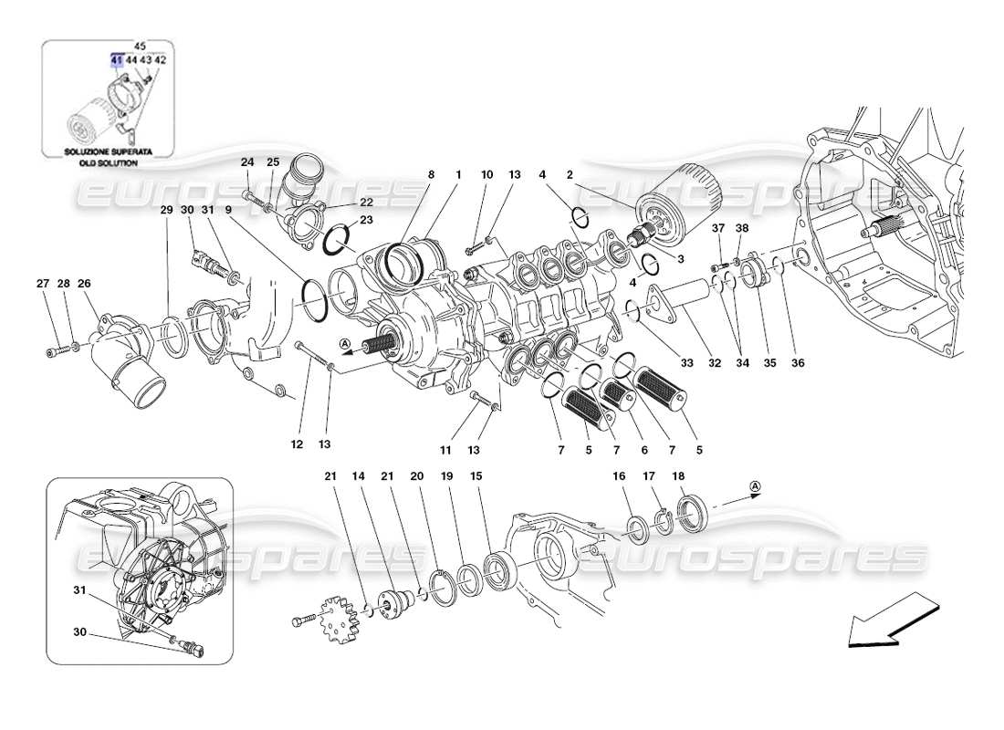 ferrari 430 challenge (2006) teilediagramm der wasser-ölpumpe