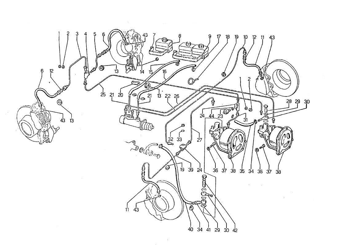lamborghini jarama impianto freni (tubazioni) teilediagramm