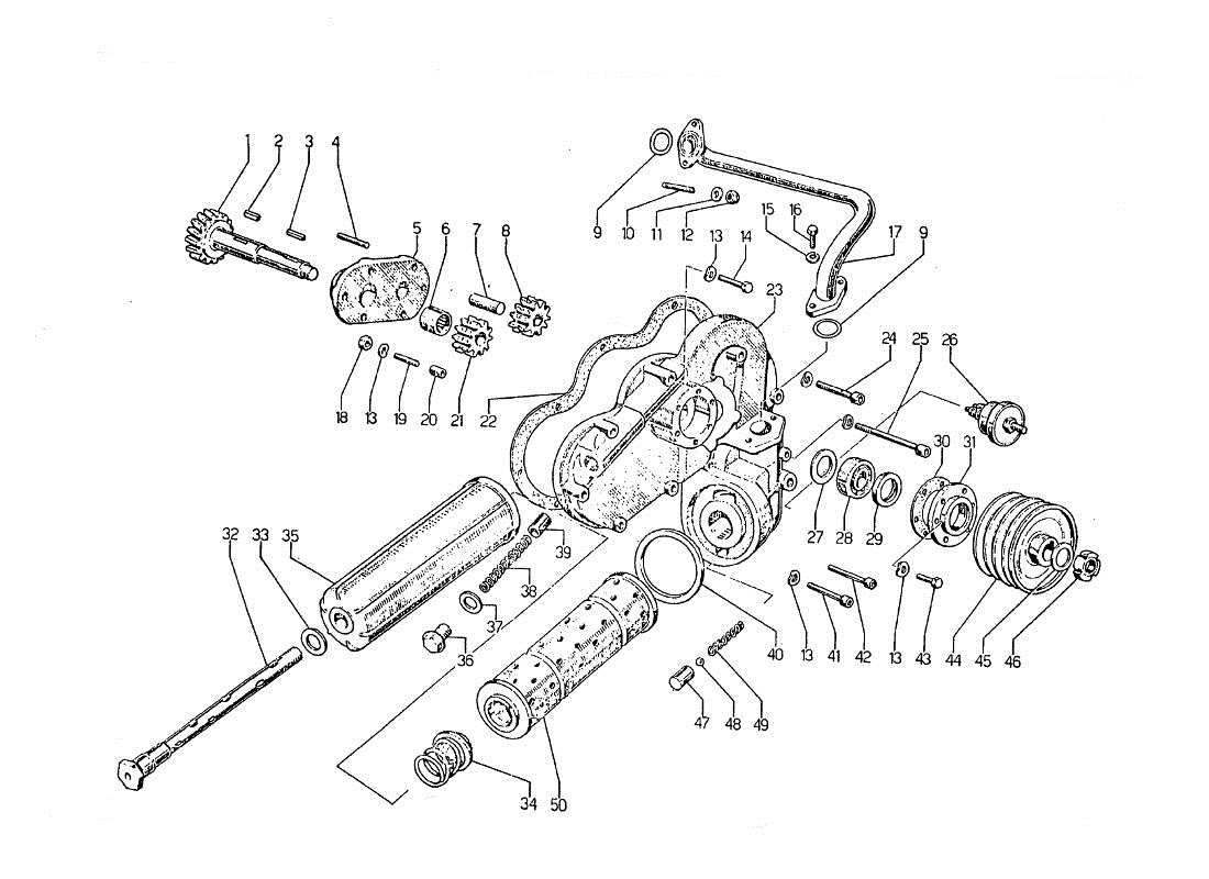 lamborghini jarama ölpumpe und kreislauf teilediagramm