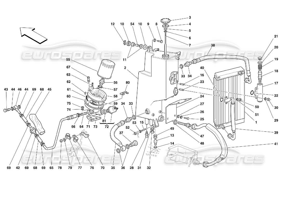 ferrari 355 (2.7 motronic) teilediagramm des schmiersystems