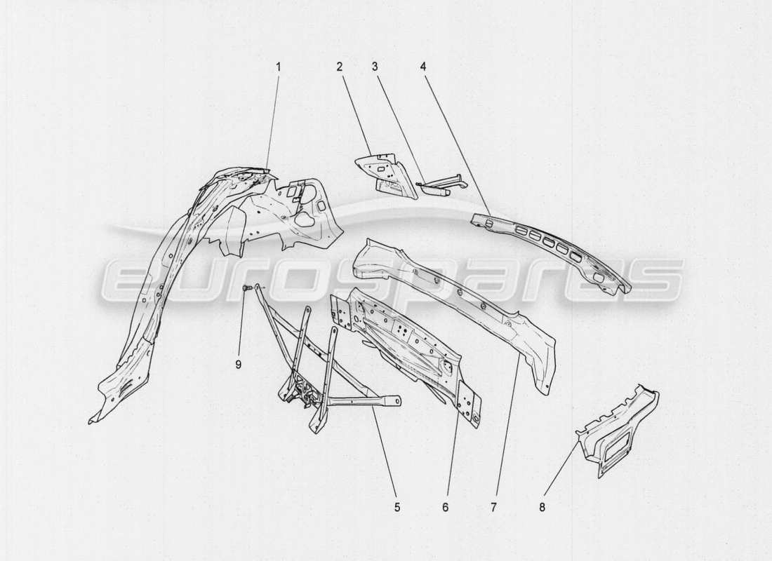 maserati qtp. v8 3.8 530bhp auto 2015 karosserie und hintere aussenverkleidung teilediagramm