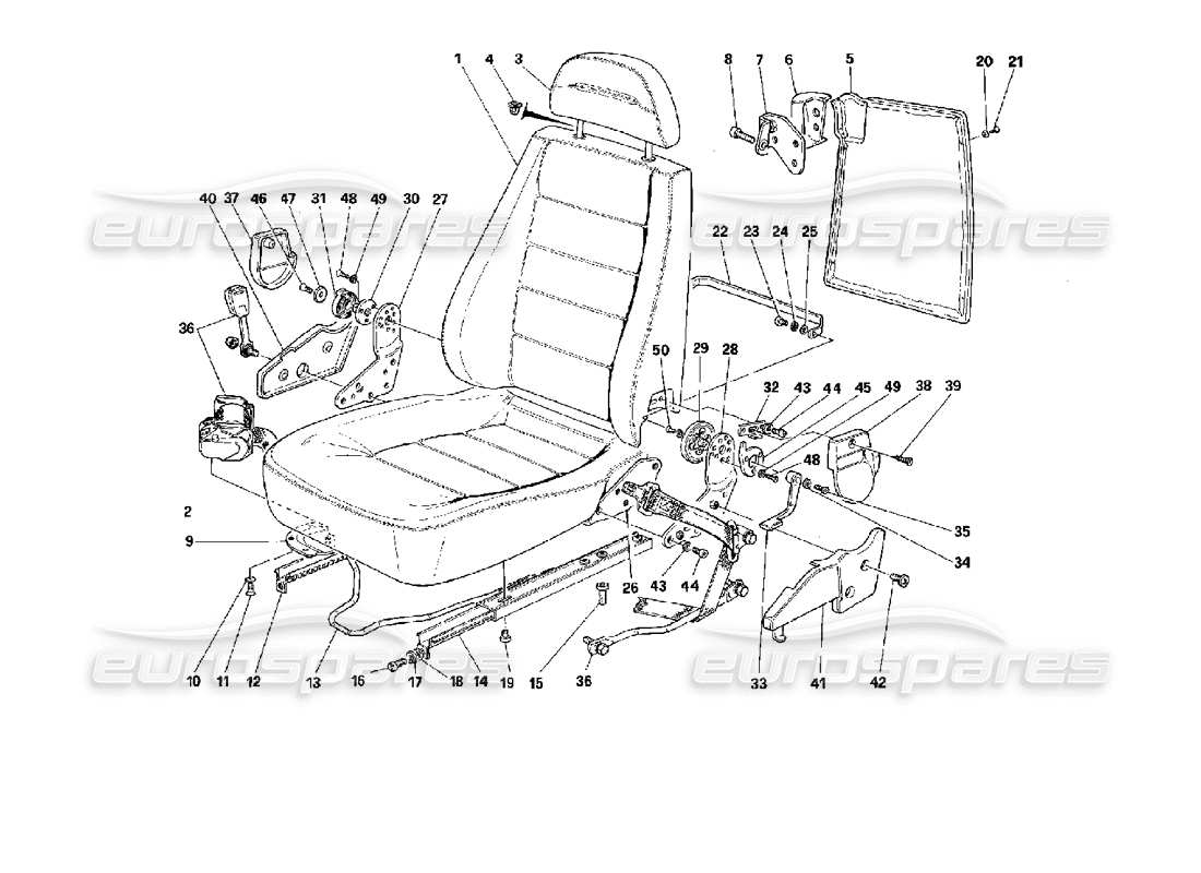 ferrari mondial 3.4 t coupe/cabrio vordersitze - gültig für passive gurte teilediagramm