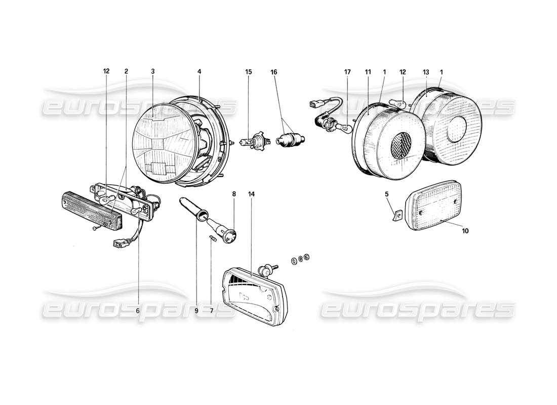 ferrari 308 (1981) gtbi/gtsi lichter teilediagramm