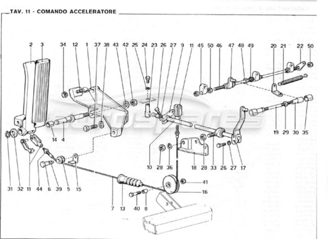 ferrari 246 gt series 1 teilediagramm der drosselklappensteuerung