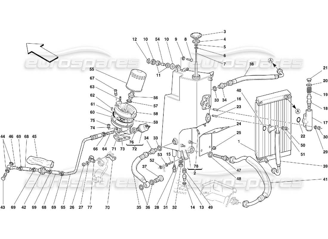 ferrari 355 (5.2 motronic) teilediagramm des schmiersystems