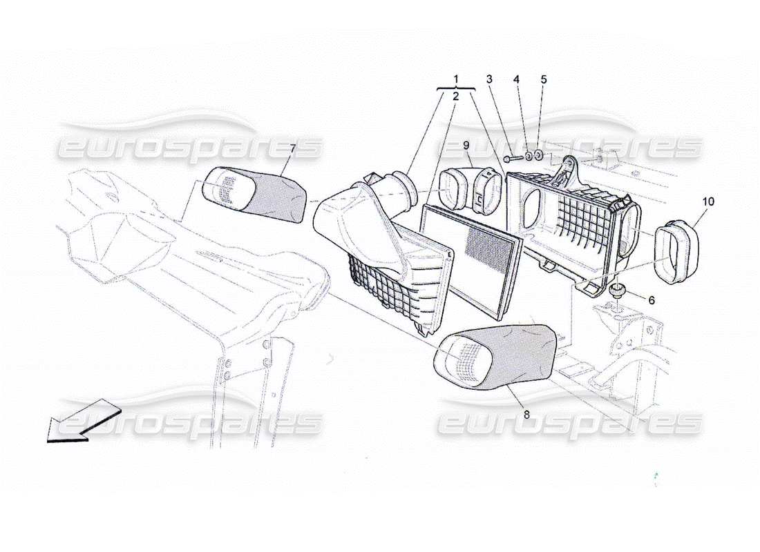 maserati qtp. (2010) 4.2 luftfilter, lufteinlass und kanäle teilediagramm