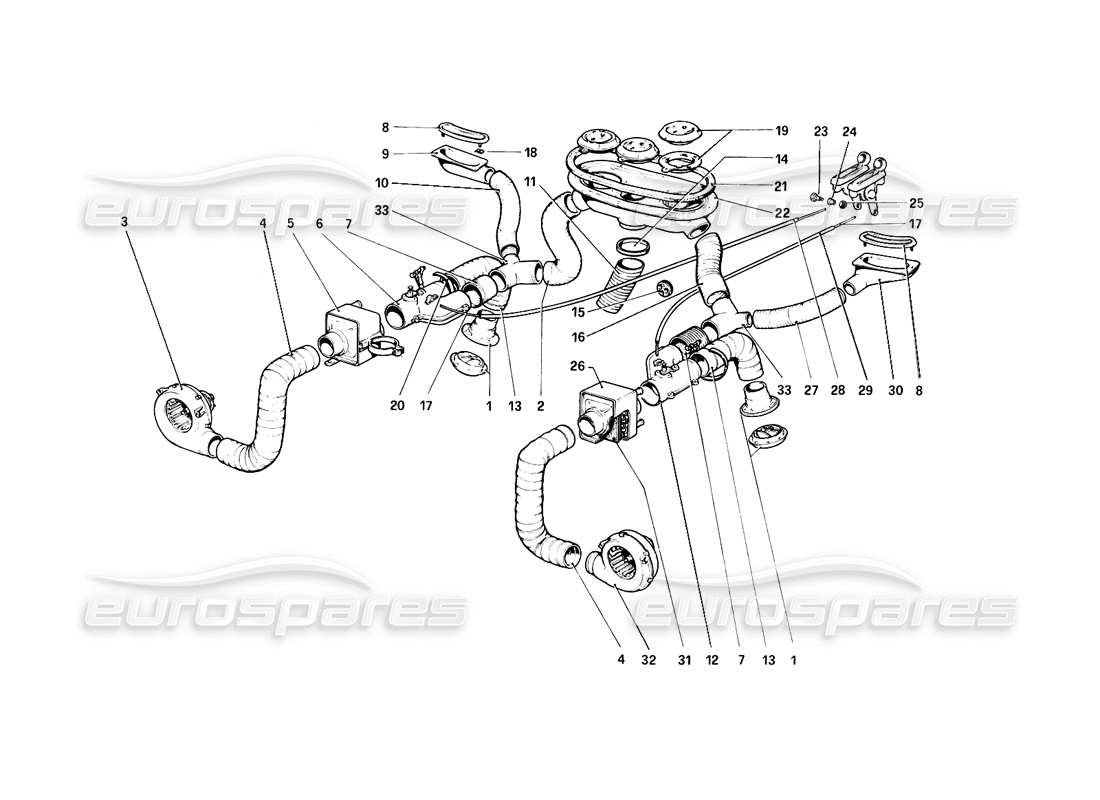 ferrari 308 (1981) gtbi/gtsi teilediagramm des heizsystems