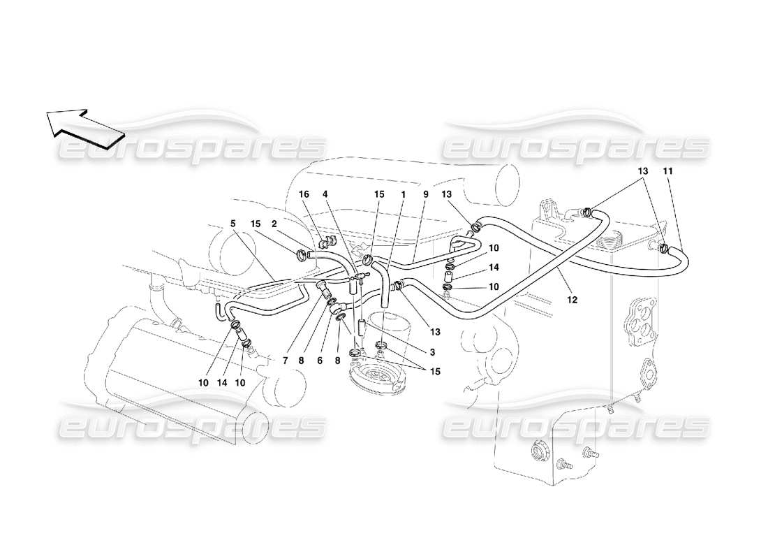 ferrari 355 (5.2 motronic) teilediagramm des blow-by-systems
