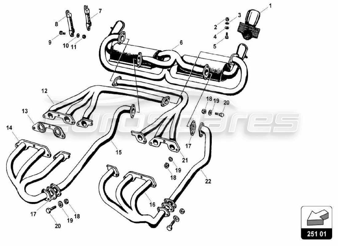 lamborghini miura p400s abgasanlage (sv) teilediagramm