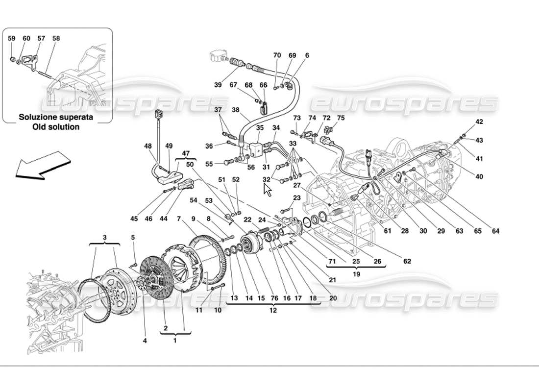 ferrari 360 modena kupplung und bedienelemente teilediagramm