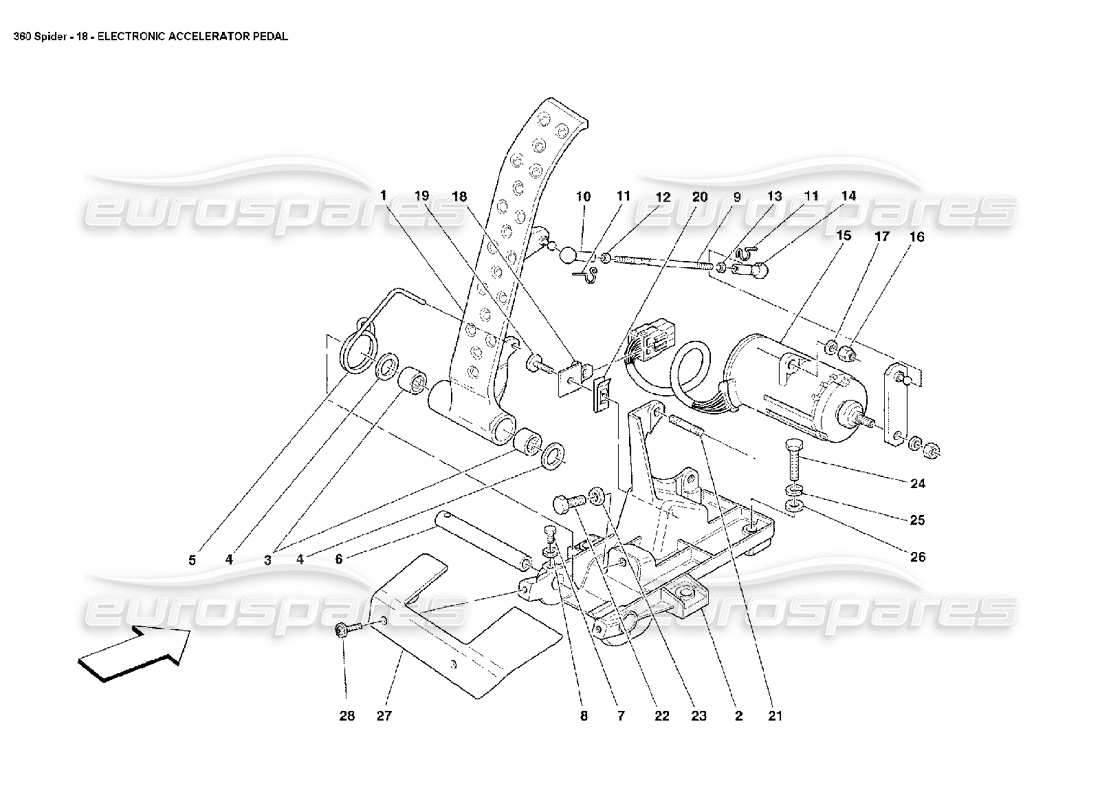 ferrari 360 spider elektronisches gaspedal teilediagramm