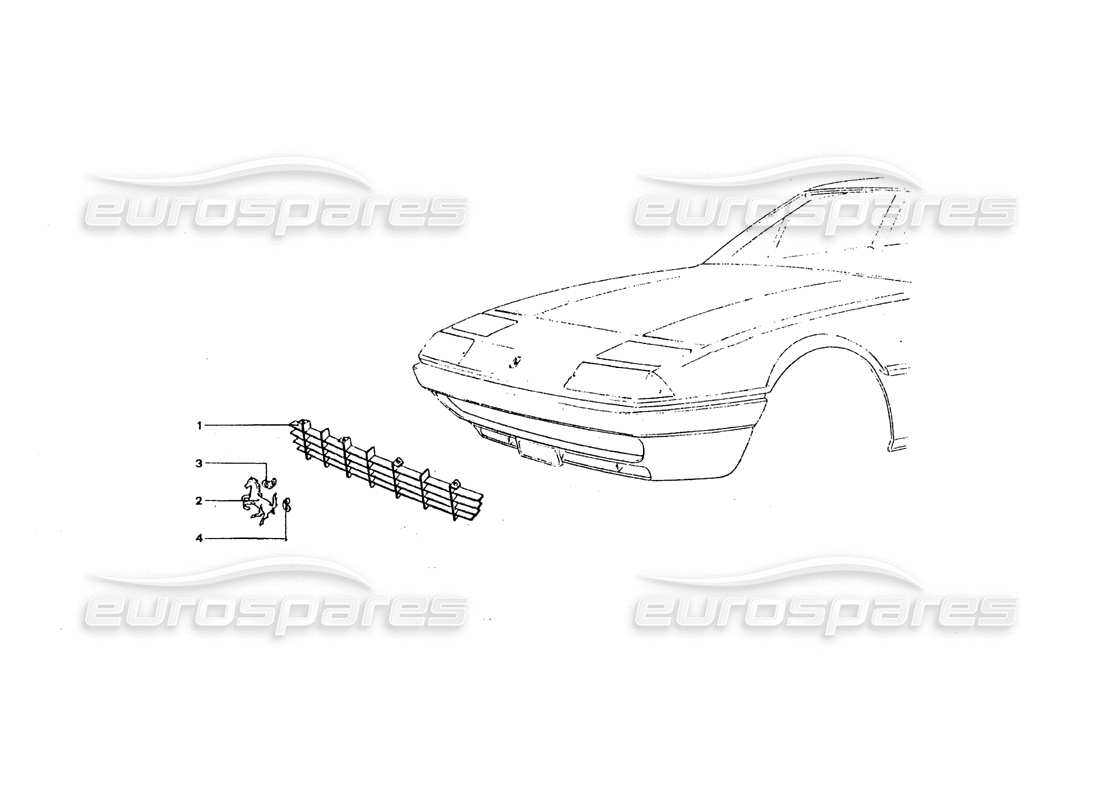 ferrari 365 gt4 2+2 coachwork teilediagramm des frontgrills