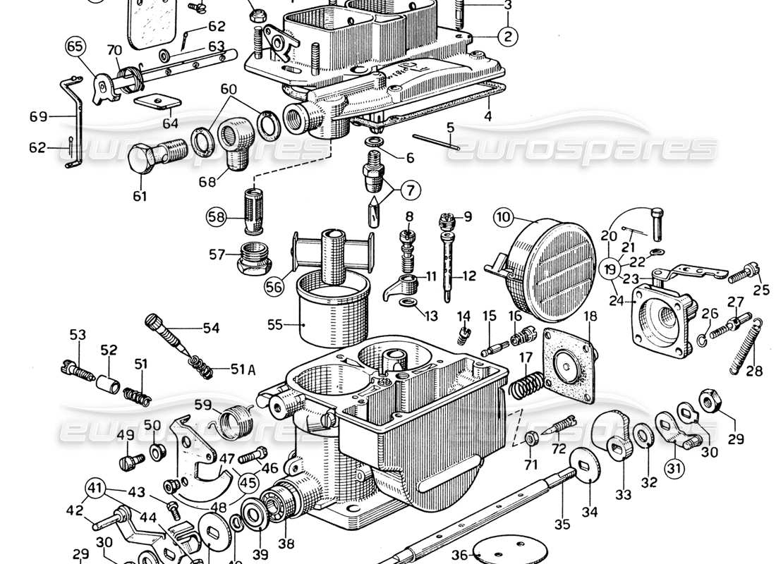 ferrari 365 gtb4 daytona (1969) vergaser weber 40 dcn-20 ersatzteildiagramm