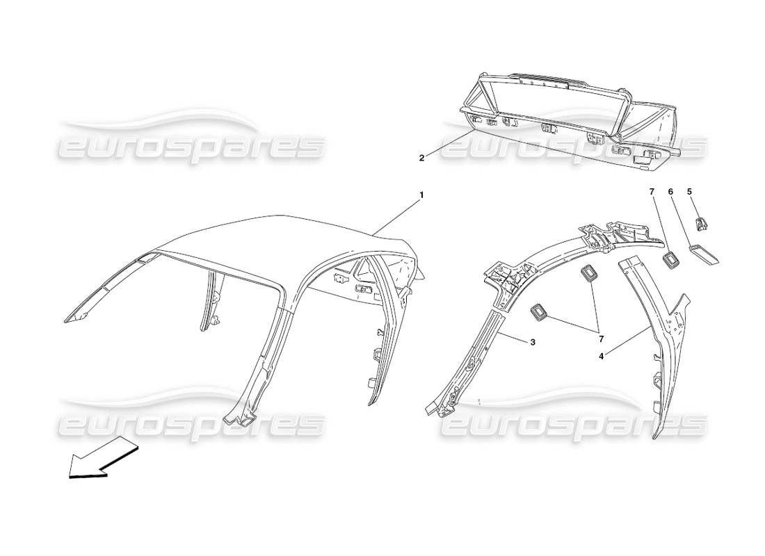 ferrari 430 challenge (2006) dachkonstruktion teilediagramm