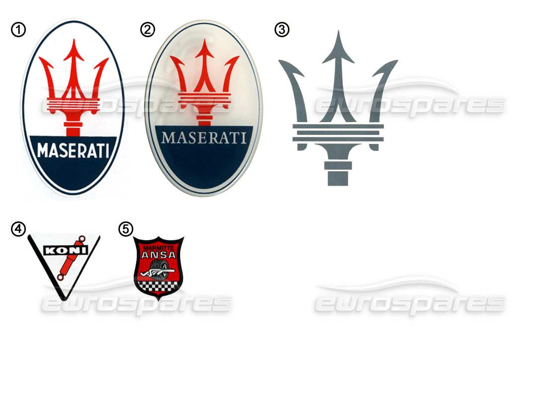 maserati miscellaneous maserati aufkleber - logoaufkleber - teilediagramm