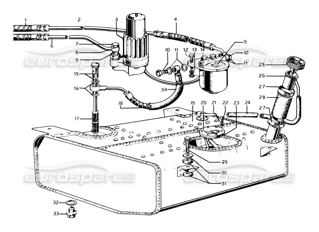 ferrari 275 gtb/gts 2 cam kraftstofftank teilediagramm