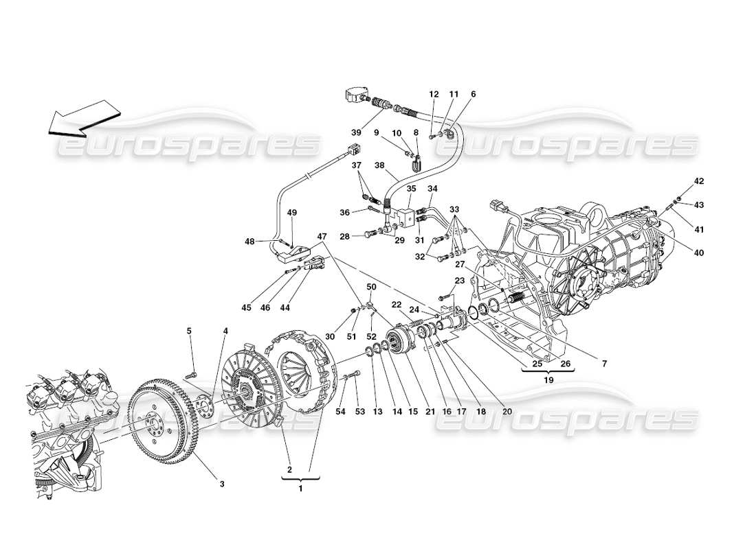 ferrari 430 challenge (2006) kupplung und steuerung teilediagramm