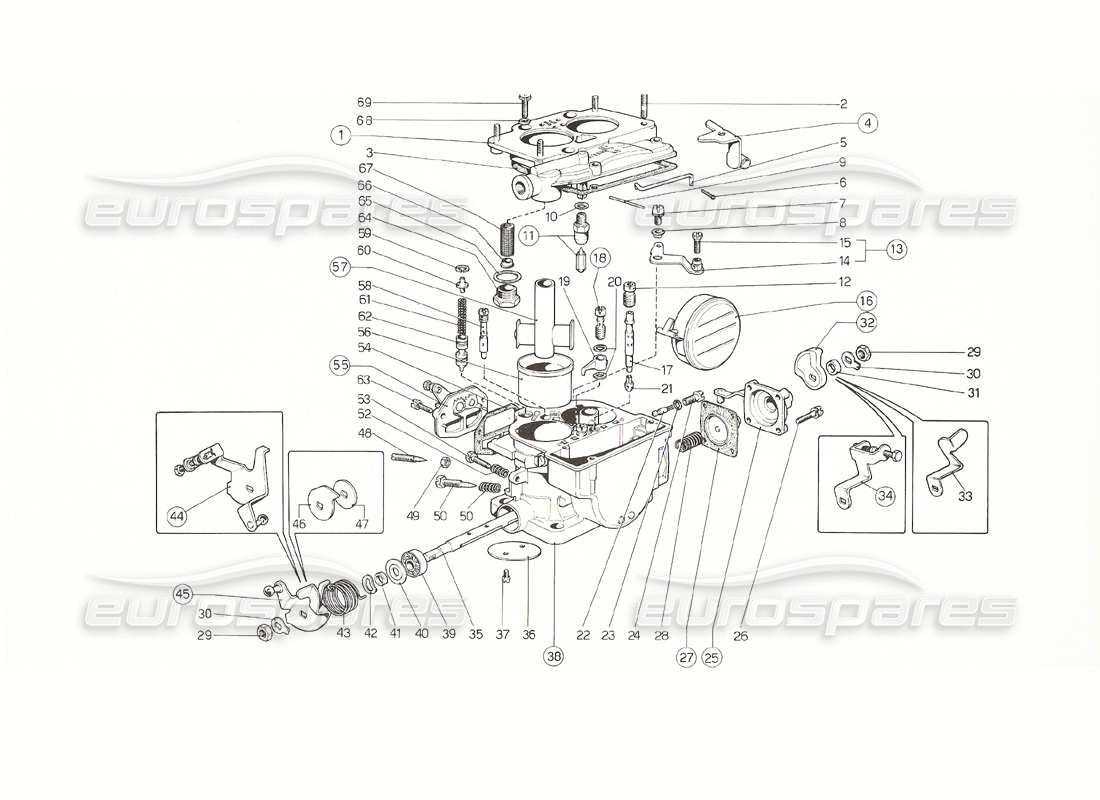 ferrari 308 gt4 dino (1976) weber 40 dcnf vergaser (2 verteiler) ersatzteildiagramm