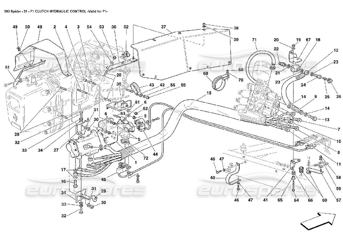 ferrari 360 spider f1 kupplungshydrauliksteuerung - teilediagramm