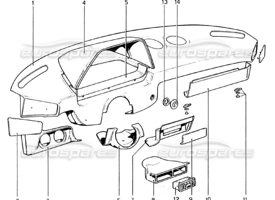 ferrari 308 gtb (1976) instrumententafel ersatzteildiagramm