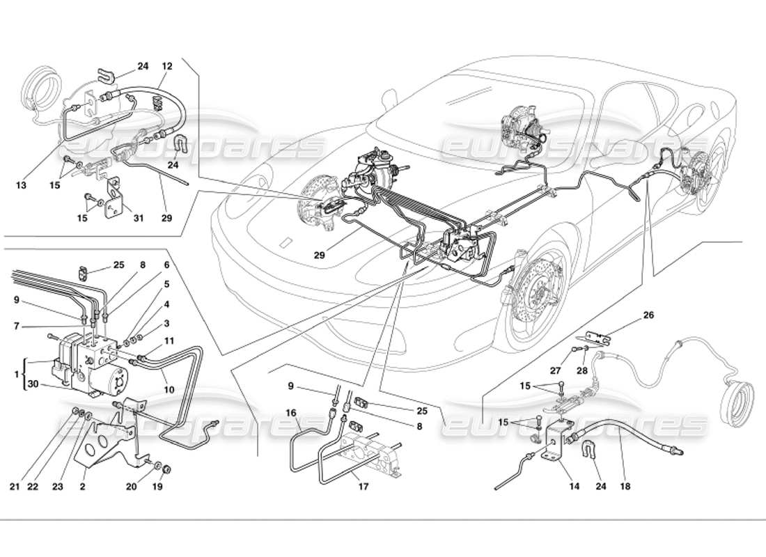 ferrari 360 modena bremssystem teilediagramm