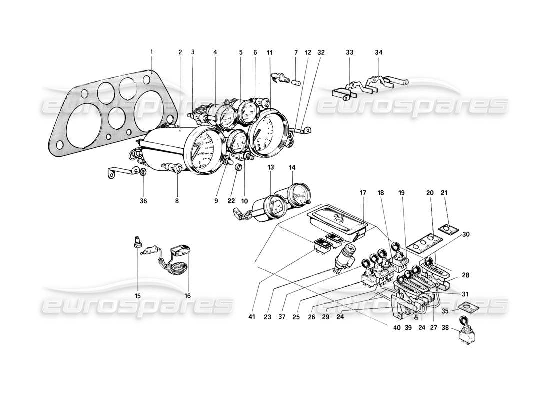 ferrari 308 (1981) gtbi/gtsi instrumente und zubehör teilediagramm