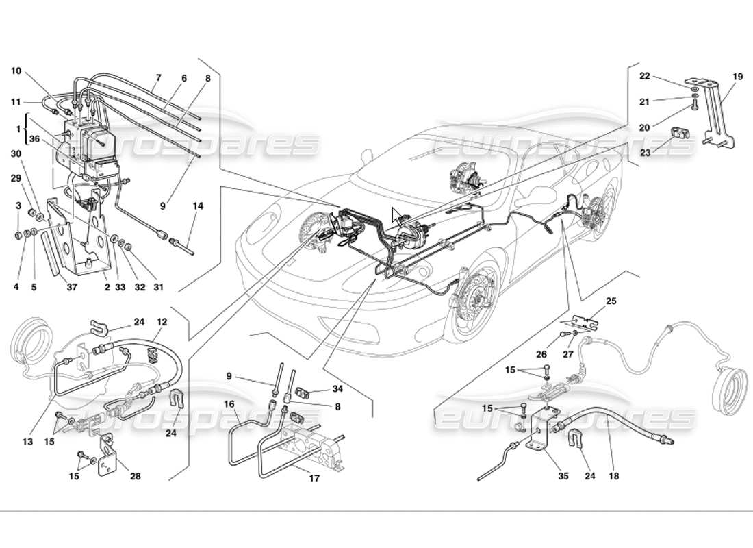 ferrari 360 modena bremssystem teilediagramm