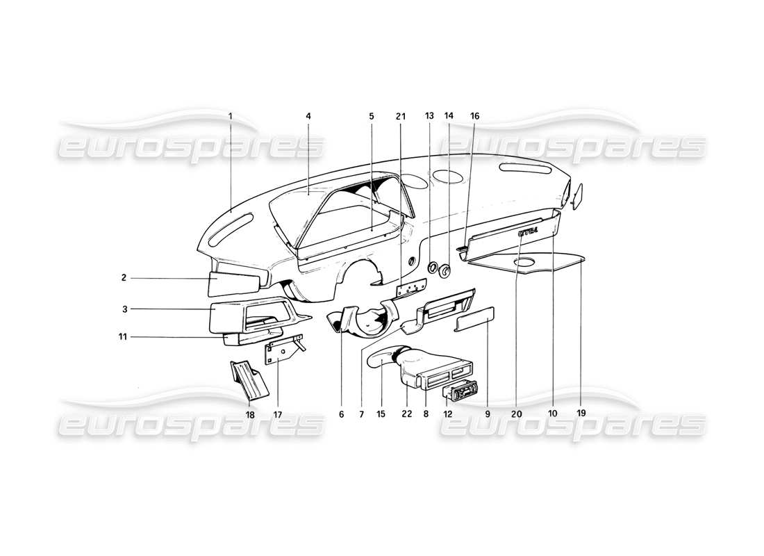 ferrari 308 (1981) gtbi/gtsi instrumententafel ersatzteildiagramm
