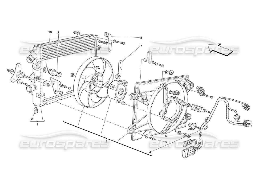 ferrari 360 challenge (2000) teilediagramm für kühlsystemkühler