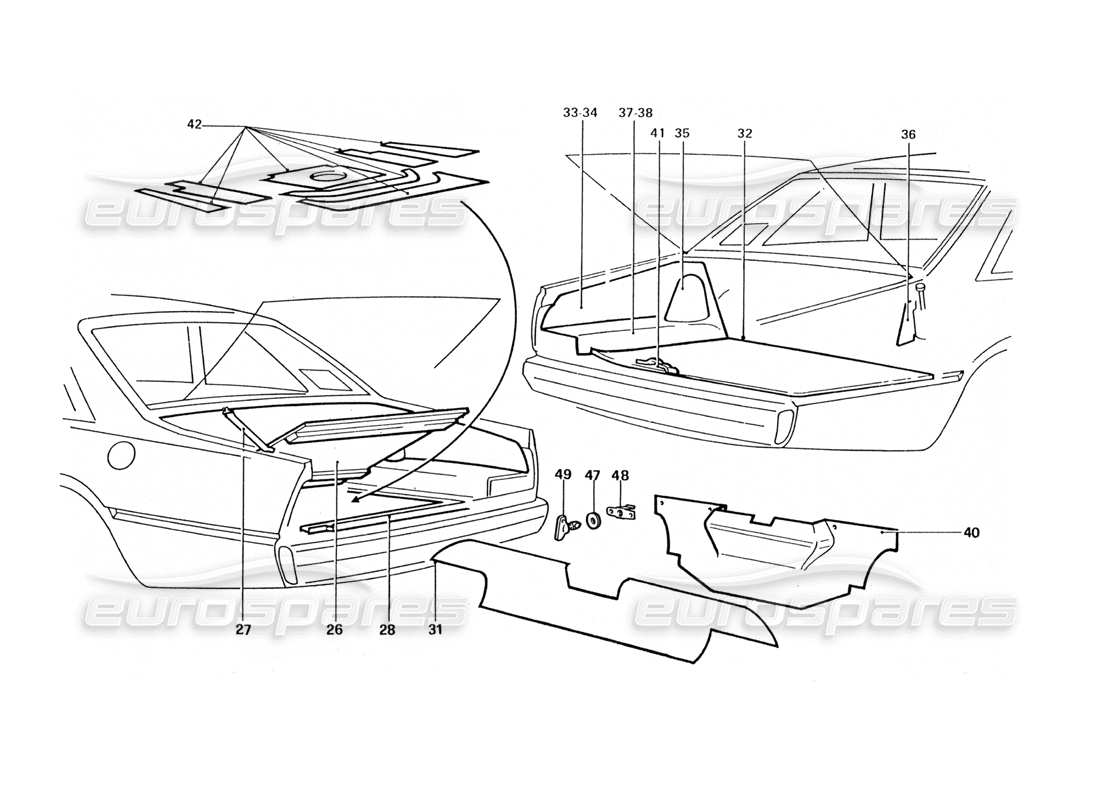 ferrari 412 (coachwork) heckklappe (varianten) teilediagramm