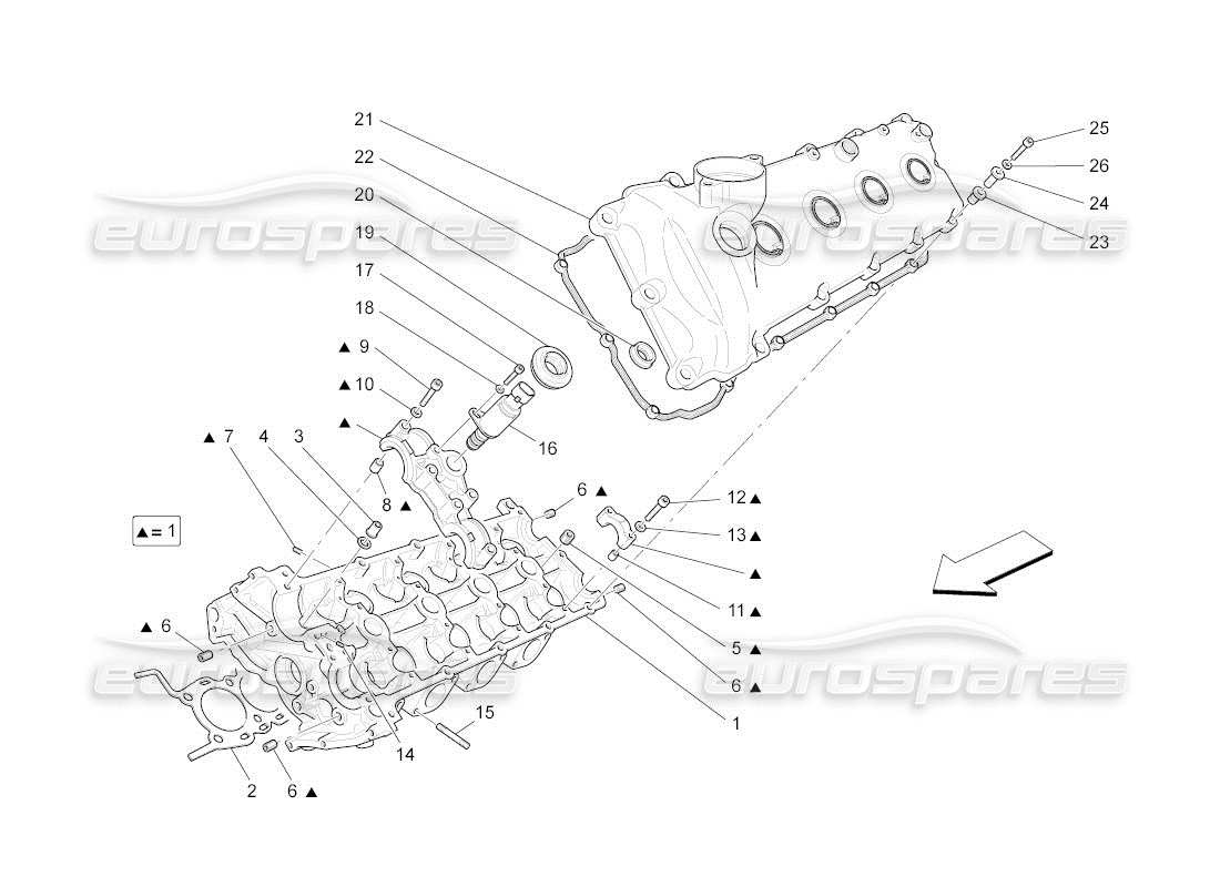 maserati qtp. (2011) 4.7 auto teilediagramm für linken zylinderkopf