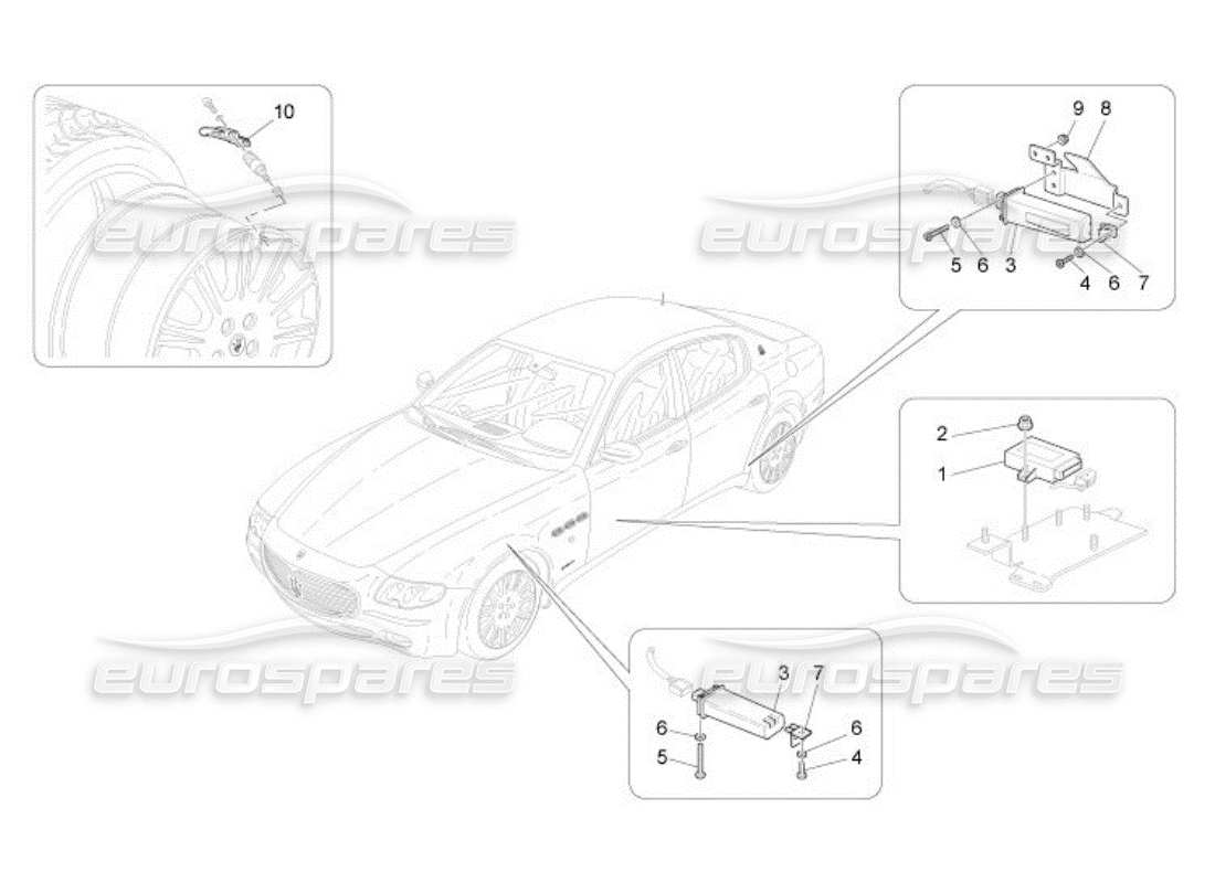 maserati qtp. (2005) 4.2 reifendruckkontrollsystem teilediagramm